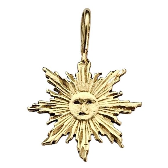 14K Yellow Gold Sun, Moon Face Pendant - Picture 10 of 10